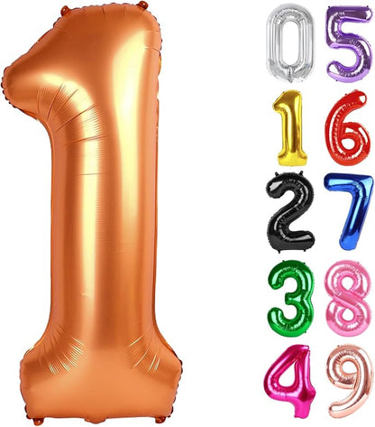 Orange Number 1 Balloon 40 Inch, 1st Birthday Party Decorations Men Women | by IWERP