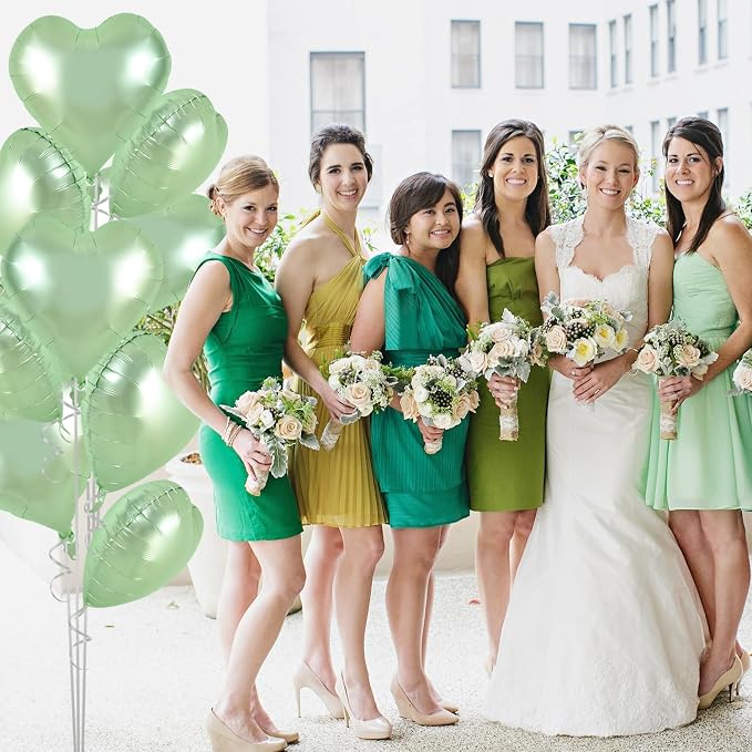 TONIFUL 30 Pcs Sage Green Heart Balloons 18 Inch Heart Shape Foil Balloon | - Image 5