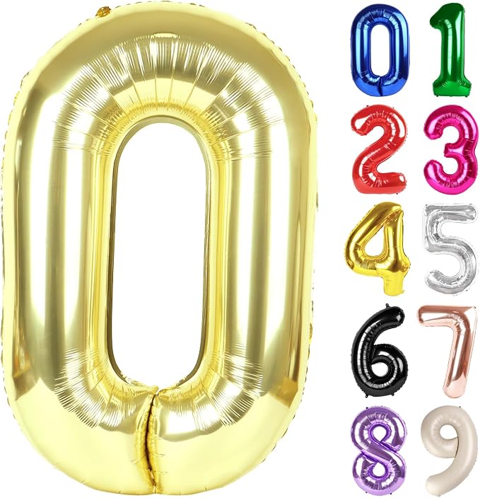 0 Balloon - Champagne Gold Birthday Number Balloons, 40 Inch Decorations | by ALPHADELTAPI