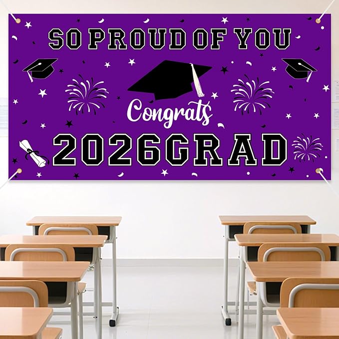 Graduation Decorations 2026 Purple Graduation Banner 66.1" x 33.8" Graduation - Image 3