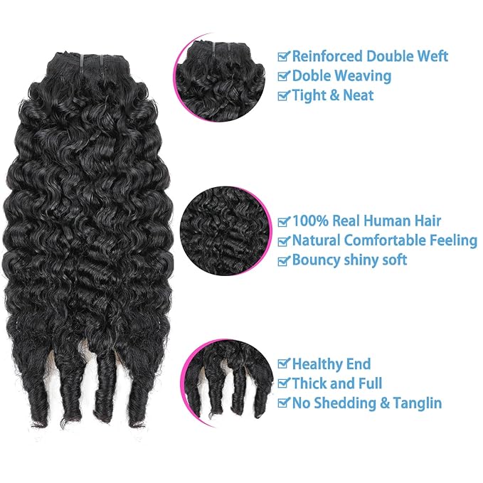 Burmese Curly Clip in Hair Extensions Real Human Hair 8Pcs Brazilian Human Hair Clip ins for Black Women With 18Clips 120g 12inch #1B Natural Black