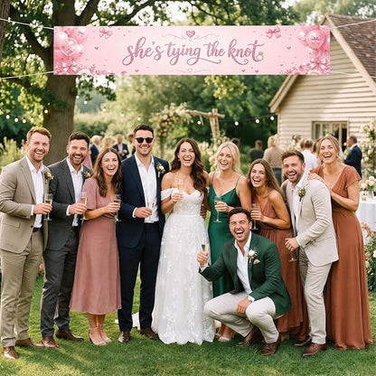 She's Tying The Knot Banner Bridal Shower Engagement Party Decorations | - Image 5