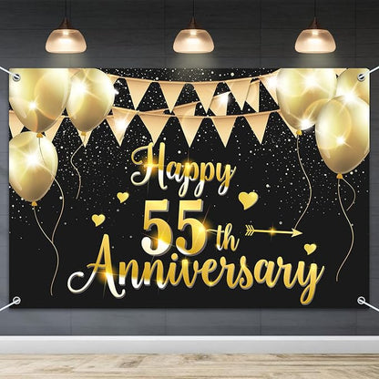HAMIGAR 6x4ft Happy 55th Anniversary Banner Backdrop by HAMIGAR