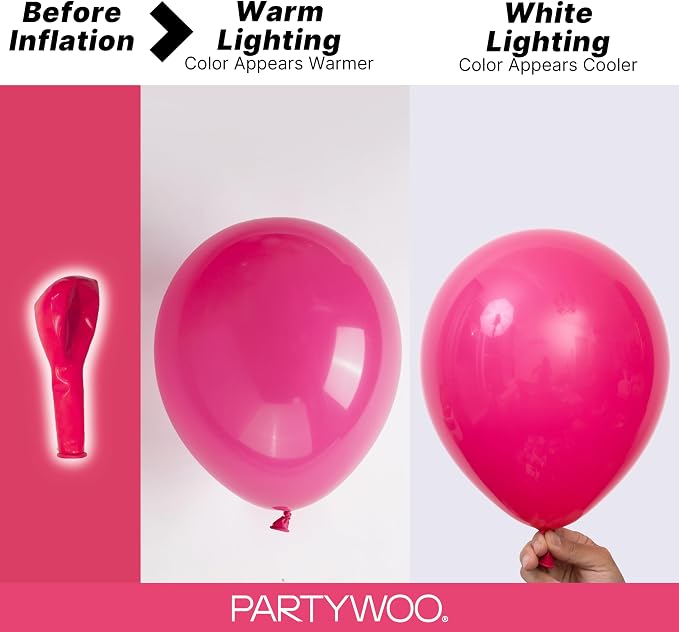 PartyWoo Hot Pink Balloons 140pcs Magenta Fuchsia Color 18 12 10 5 Inch | 18 12 - Image 3