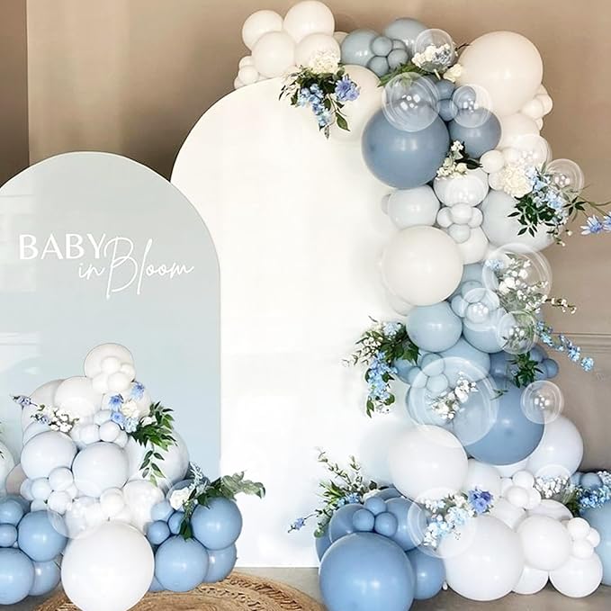 Dusty Blue Balloon, 12 inch Blue White Clear Balloon, Light Blue Macaron Blue - Image 5