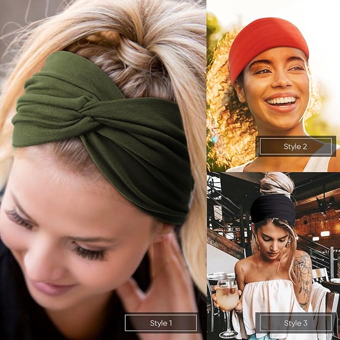Extra Wide Headbands for Women Large Turban Headband Non Slip Boho Elastic Hairband Hair Twisted Knot Head Bands Accessories