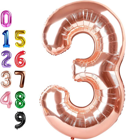 Number Balloons 3 Balloon Rose Gold by Enyeopd