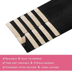 WENNALIFE Tape in Hair Extensions Human Hair Jet Black Tape in Extensions, 10pcs 25g 14 inch Remy Invisible Tape Ins Straight Colored Soft Real Human Hair Tape in Extensions Refill Set Extensions