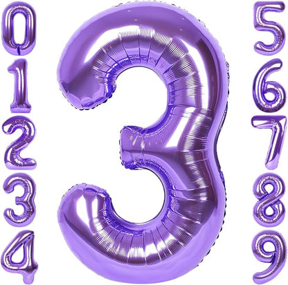 RainbowQ Purple 3 Balloon Number 40 Inch 0-40 Foil Large Balloons | Big Mylar 3 by RainbowQParty
