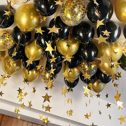 CANREVEL 120pcs Black and Gold Balloons Confetti Metallic Black Gold Latex - Image 5