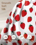 2 Pack Mulberry Silk Pillowcase for Hair and Skin - Standard Size 20 x 26 Inches with Hidden Zipper Watercolor Strawberry 19 Momme Soft Sleeping Silk Pillow Case for Women, Moms
