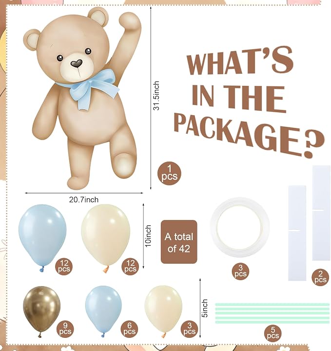 43 Pcs Bear Baby Shower Party Decorations 31 Bears Cardboard Cutout Stand - Image 4