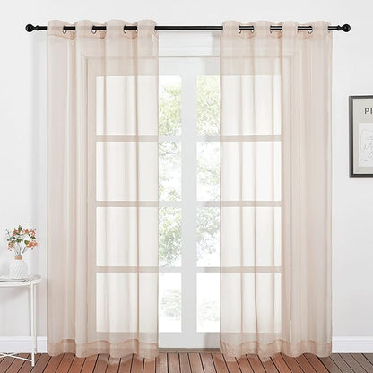 NICETOWN Voile Taupe Sheer Curtains 84 Inches Long, Grommet Airy & Lightweight by NICETOWN