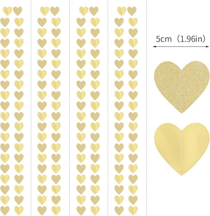 Glitter Champagne-Gold Engagement Party-Decorations Heart-Garland - 52ft - Image 2