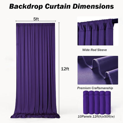 50ft×12ft Deep Purple Backdrop Curtains - Image 8