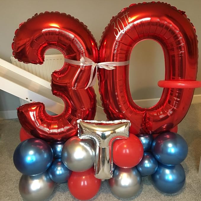 Red 9 Balloons for Boys, 40 Inch Large Foil Number Balloons Set 0-9, Self - Image 8
