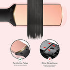 Terviiix Titanium Flat Iron Hair Straightener - ARC Non-Snagging for Smooth, One-Swipe Results, Salon-Grade Wide 1-3/4 Inch Straightening Iron Saves Time on Thick, Curly, Black & Natural Hair, Pink