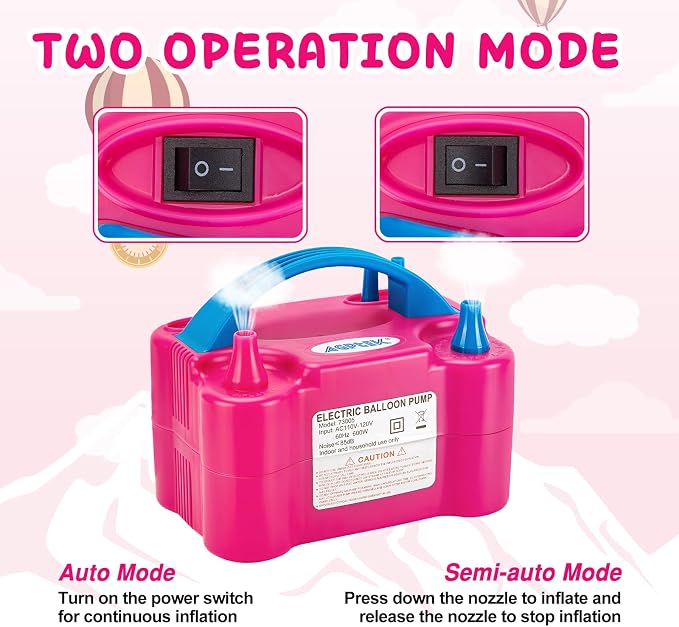 AGPTEK Electric Air Balloon Pump, 110V 600W | Portable Dual Nozzle - Image 5