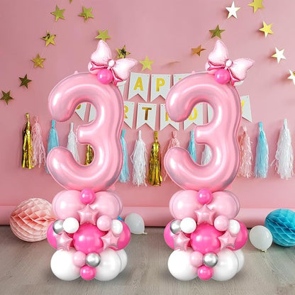 40 Inch Pink Number 3 Balloon for 3rd Birthday Decoration Pastel Baby Pink - Image 4