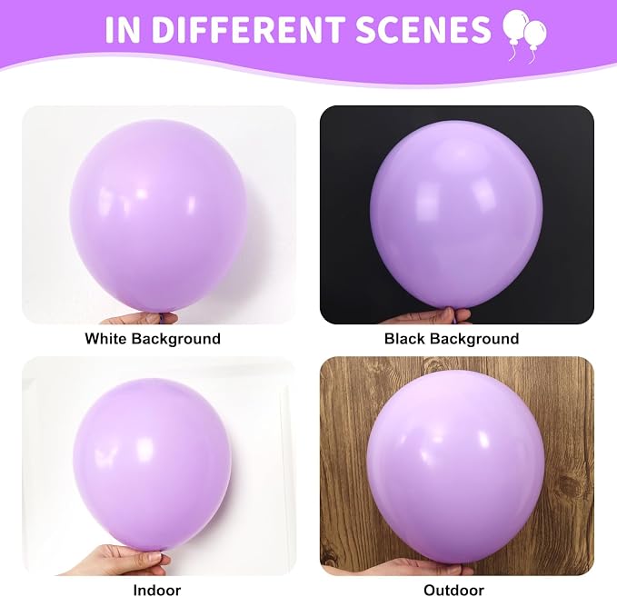 RUBFAC 135pcs Pastel Purple Lavender Balloons Different Sizes 18 12 10 5 Inch - Image 4