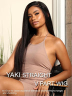 YIROO V Part Wig Yaki Straight Human Hair Wigs for Black Women Upgrade Upart Wig No Leave Out 12A Glueless Kinky Straight 18 Inch