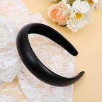 Black Wide Headband for Women Soft Leather Padded Headband Fashion Dressy Head Band High Elastic Comfortable Hairband Hair Accessories for Womens Hair