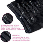 Body Wave Brazilian Clip in Hair Extensions Human Hair 8Pcs Remy Hair Extensions Clip ins for Black Women with 18Clips 120g (16inch, Natural Black)