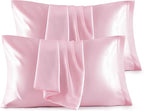 Bedsure Satin Pillowcase Standard Set of 4 - Pink Silky Pillow Covers for Hair and Skin 20x26 Inches, 4 Pack with Envelope Closure, Similar to Silk Pillow Cases, Gifts for Women Men