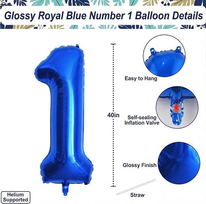 Navy Blue Number 1 Balloon 40 Inch, Shiny Foil Digit Party Supplies | Gorgeous - Image 4