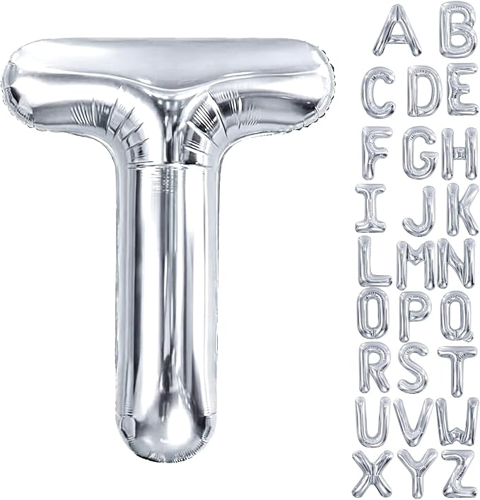 40 Inch Silver Letter Balloon, Large Foil Alphabet Balloons Birthday by Aeniaza