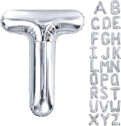 40 Inch Silver Letter Balloon, Large Foil Alphabet Balloons Birthday by Aeniaza