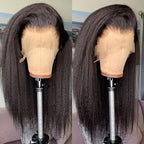 GOLFMAX Kinky Straight Human Hair Wigs 26 Inch 13x4 HD Transparent Glueless Wigs Human Hair Pre Plucked With Baby Hair Brazilian Yaki Straight Lace Front Wig