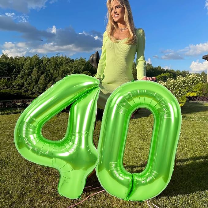 TONIFUL 40 Inch Green Number 40 Balloon Large Foil 40th Birthday Decoration | - Image 4