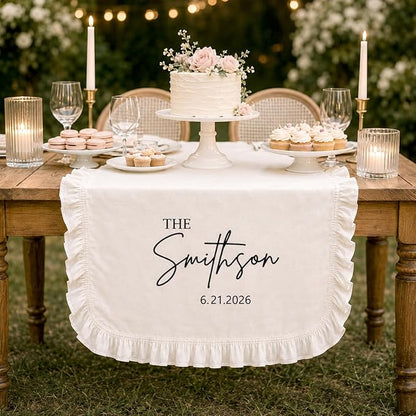 Personalized Hand Embroidered Wedding Table Runner - Image 2