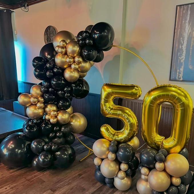 Black and Gold Balloons Arch Kit, - Image 6
