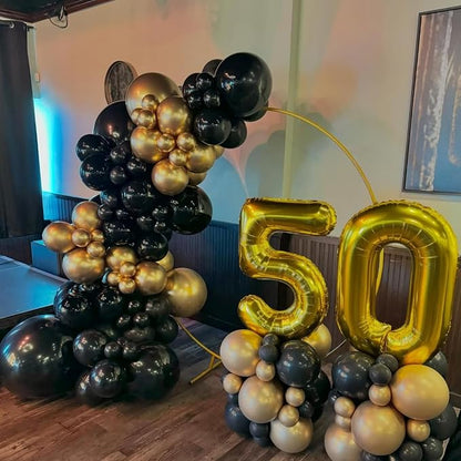 Black and Gold Balloons Arch Kit, - Image 6