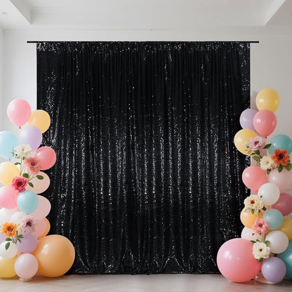 SquarePie 6x8ft Black Sequin Backdrop, High Density Non-Transparent Glitter - Image 2