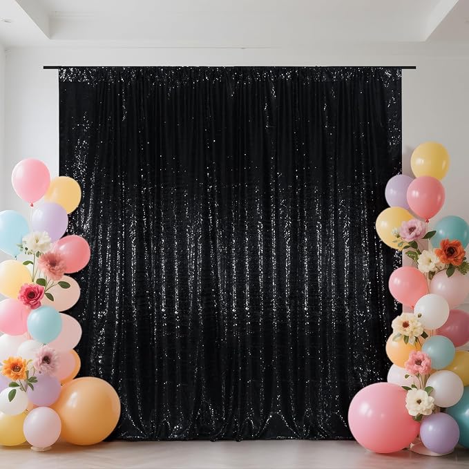 SquarePie 6x6ft Black Sequin Backdrop, High Density Non-Transparent Glitter - Image 8
