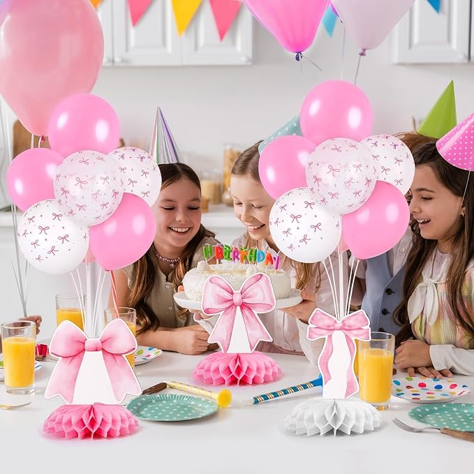 6 Set Pink Bow Birthday Decoration - Image 7