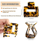 2Pcs Small Medium Hair Claw Clips for Women Tortoise Shell Rectangle Claw Hair Clips for Thin Fine Medium Thick Hair Non Slip