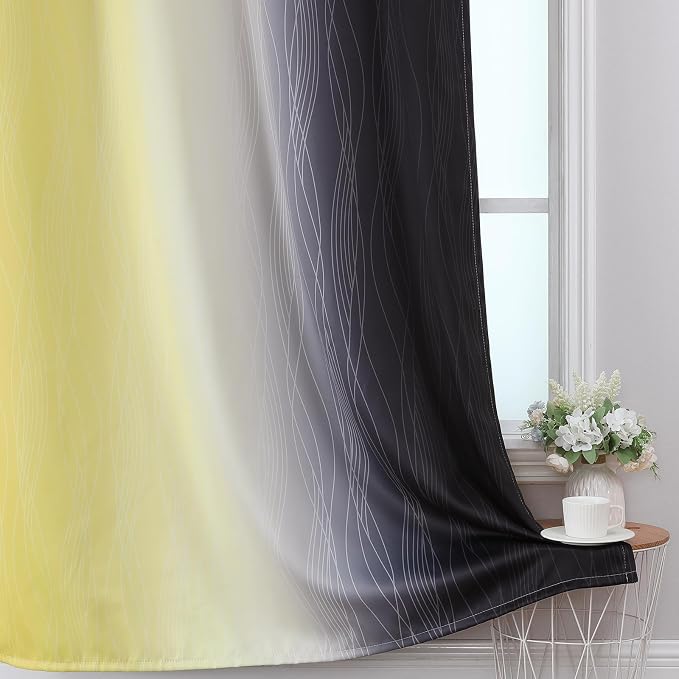 Yellow and Black Ombre Blackout Curtains - Image 6