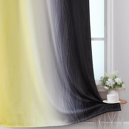 Black and Yellow Blackout Curtains 45 Inch Length, Full Light Blocking Gradient - Image 6