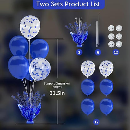 Royal Blue Balloon Table Centerpiece Kit, 2 Set Blue Balloon Stands - Image 4