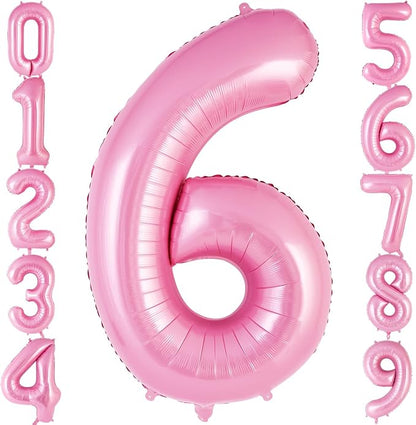 Pink Number 6 Balloon 40 Inch, Big Large Foil Helium Number Balloons, Jumbo by AIQINHU