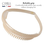 Camila Paris CP3646 French Headband for Women, Beige, Strong Hold Grip Women's Hair Band, Very Flexible, No Slip and Durable Styling Girls Hair Accessories, Made in France
