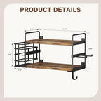 3-in-1 Wall Mounted Hair Dryer Holder with 2 Tier Shelves & Detachable Basket, Space Saving Organizer for Bathroom, Kitchen, Bedroom, Rust-Resistant, Easy Install