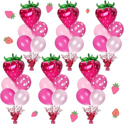 Civaner Rose Red Strawberry Party Balloons Stand Kit 6 Sets, Cute Colors by Civaner