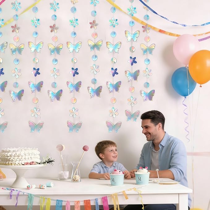6 Pack Each 13Ft Iridescent Butterfly Garland Holographic Banner | Double Side - Image 5