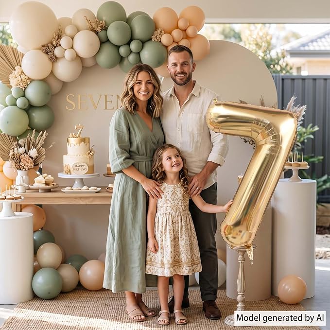 White Gold Number 7 Balloon 40 Inch, Foil Numeral - Image 6