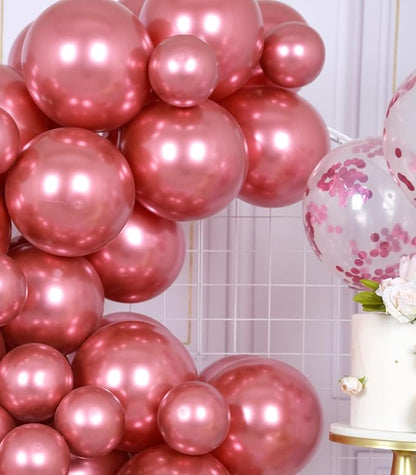 AULE 100Pcs Metallic Pink Balloons 18/12/10/5 Inch Different Sizes | Chrome - Image 3
